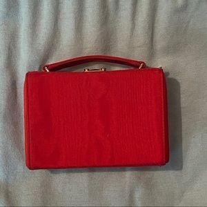 mark cross mini grace box bag in red fabric